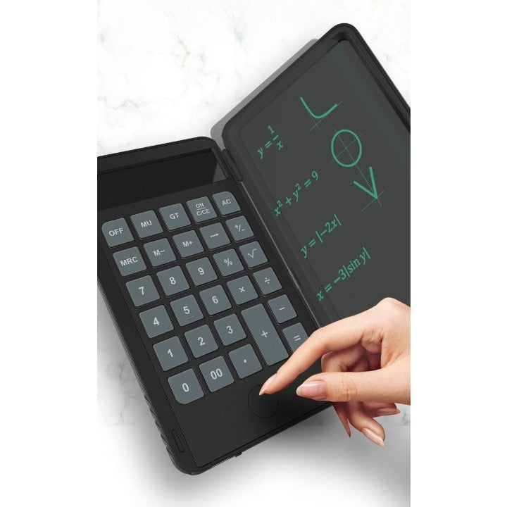 Calculator de Mana Reincarcabil cu Tabla de Scris, Klevo, Calculator Portabil, Ecran LCD, Afisaj cu 12 Cifre, Ecran de 15 cm, Culoare Negru