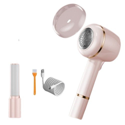 Aparat Pentru Curatat Scame, Par Si Praf, Klevo, Pentru Diferite Tipuri De Material, Cu Lame Din Otel Inoxidabil, Incarcare Prin USB Type-C, Cu Perie De Curatare, Cablu USB Si Stick Cu Lipici Incluse, Roz, 220 x 86 mm