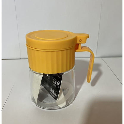 Recipient Condimente, Klevo, din Stilca, 180 ml, cu Maner si Lingurita, 10.6 x 7 x 7 cm, Capac Mat, Galben