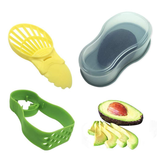 Recipient de Depozitare Avocado 5in1, Klevo, Etans, pentru Frigider, din Plastic, Dispozitiv de Taiat, Curatat, Feliat, 15x4.5x7 cm, Gri