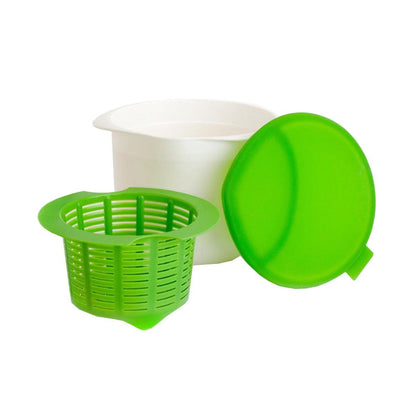 Recipient pentru Preparat Branza, Klevo, Capac de Silicon, Cheese Maker din Plastic, Strecuratoare, 17x14.5x12.8 cm, Verde