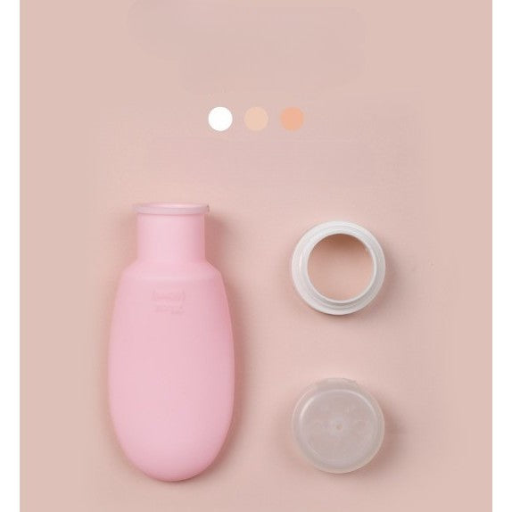Recipient Portabil din Silicon Elegant de Voiaj, Sticla de Calatorie, Klevo, Potrivita pentru Lotiune, Sampon si Alte Lichide, Anti-scurgere, cu Posibilitate de Reumplere, Capacitate 90mL, 14cm, Roz