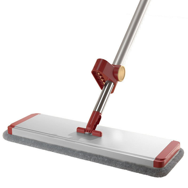 Mop Plat cu Laveta din Microfibra, Klevo, Pentru Uz Casnic, cu 2 Lavete Incluse, Sistem de Stoarcere, Tija Telescopica 130 cm, Rotire 360°, 42 x 130 cm, Rosu