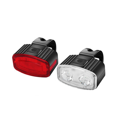 Set far si stop spate LED bicicleta, Klevo, incarcare USB, rezistent la apa, 4 moduri de luminare, Plastic, Alb/Rosu, 10x6x4 cm