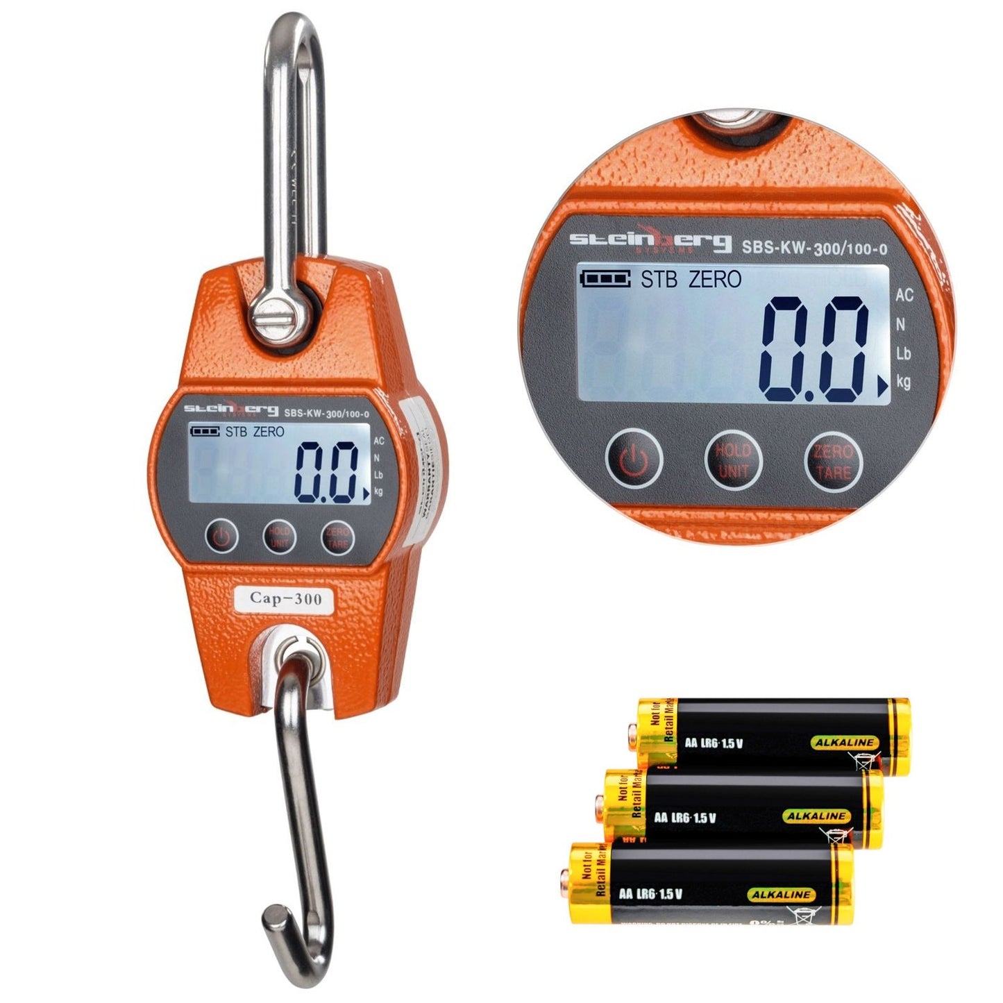 Cantar electronic de mana, Brillo, 300 kg, Ecran LCD, Galben