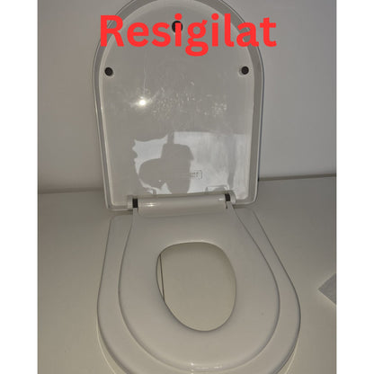 Resigilat: Capac de Toaleta cu Reductie 2 in 1, Klevo, pentru Copii si Adulti, Coborare Lenta si Silentioasa, Instalare Usoara, din PP5 , in Forma de U Patrat, Alb