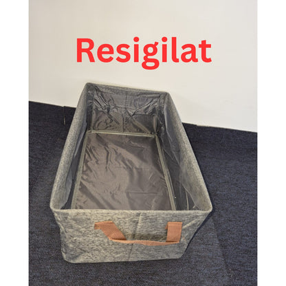 Resigilat: Cutie de Depozitare Tip Cos, Klevo, Material Textil, Pliabila, 47x28x20 cm, 35 l, Cadru Metalic, cu Manere, Maro