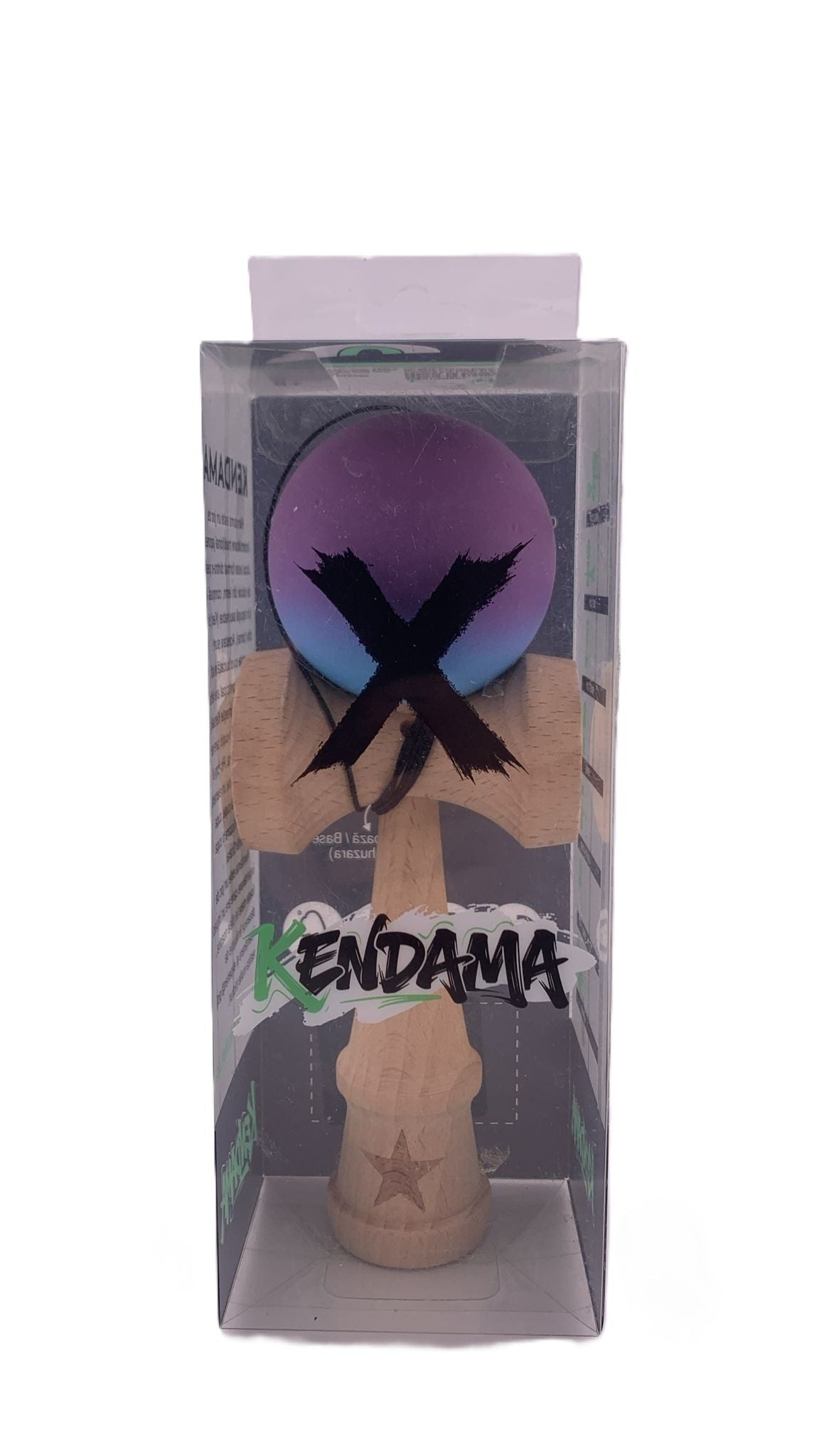 RESIGILAT - Kendama X Originala, Profesionala, Klevo, din Lemn, Rubber Grip, 18 cm, Roz/Mov/Albastru