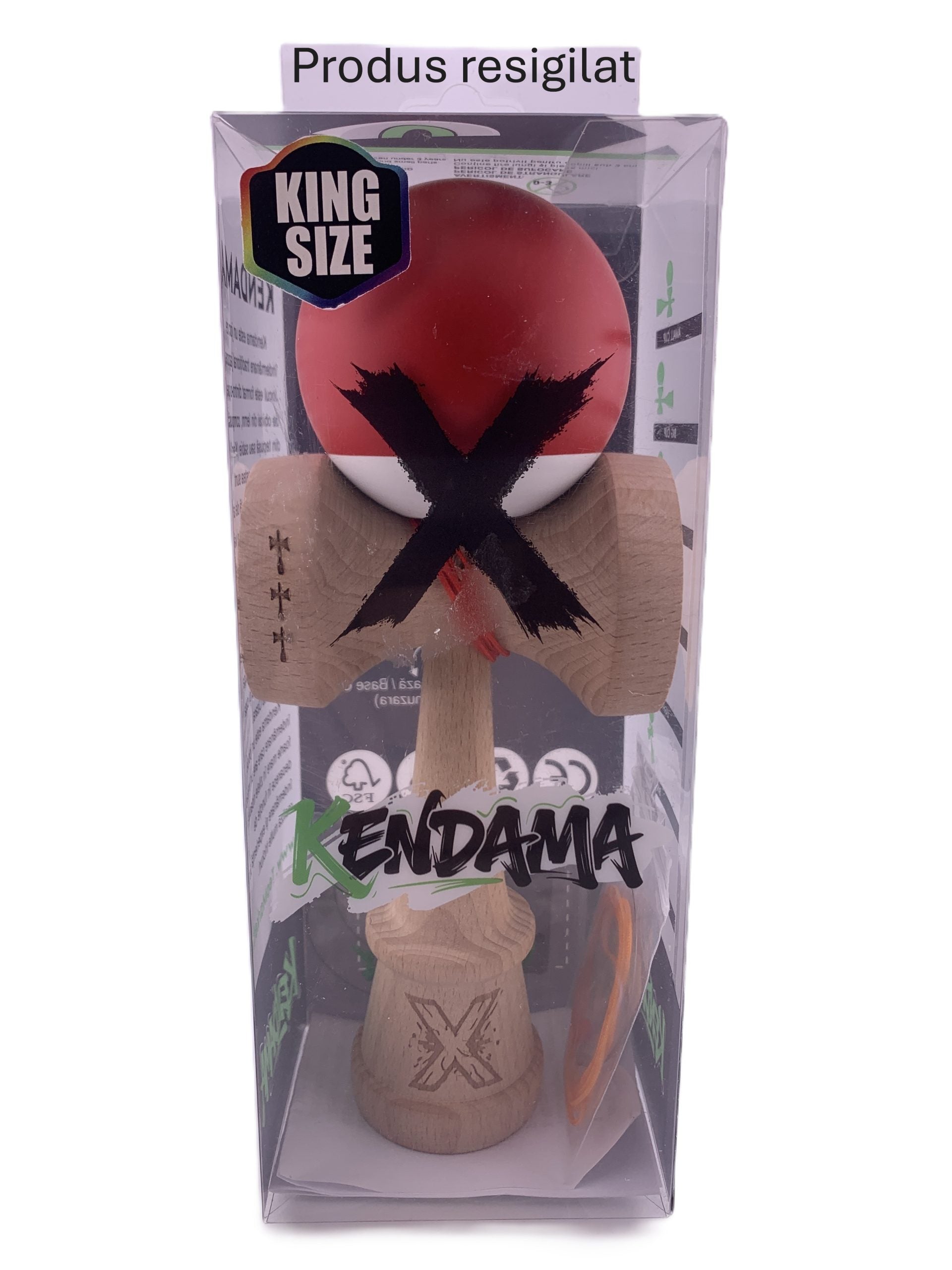 RESIGILAT - Kendama X Originala, Profesionala, Klevo, Rubber Grip, Cupe Mari KING SIZE V3, Gaura in Baza, Rulment Metalic, din lemn 18 cm, Ata 62/65