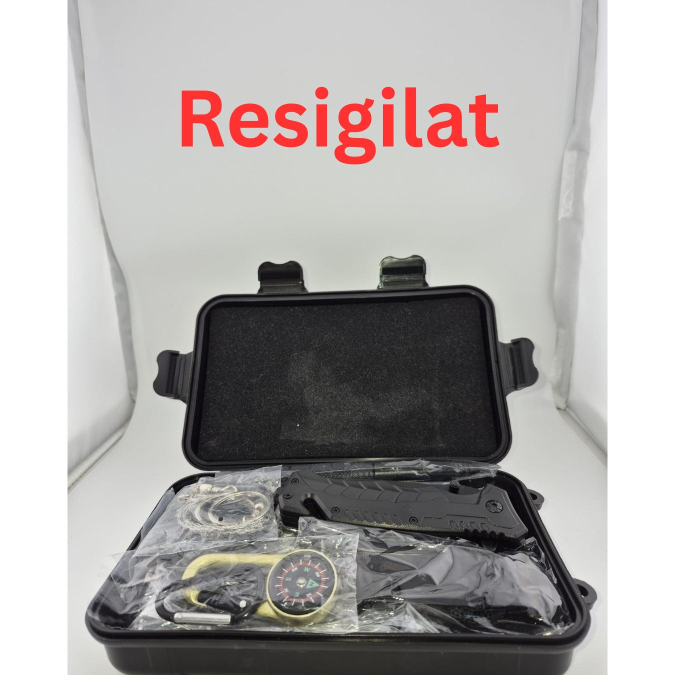 Resigilat: Kit supravietuire 19 in 1 Klevo, Cutit/Busola/Lanterna/Fluier/Chingi/Paracord, pentru Caping, Drumetii, Aventuri, Insturmente profesionale, Negru