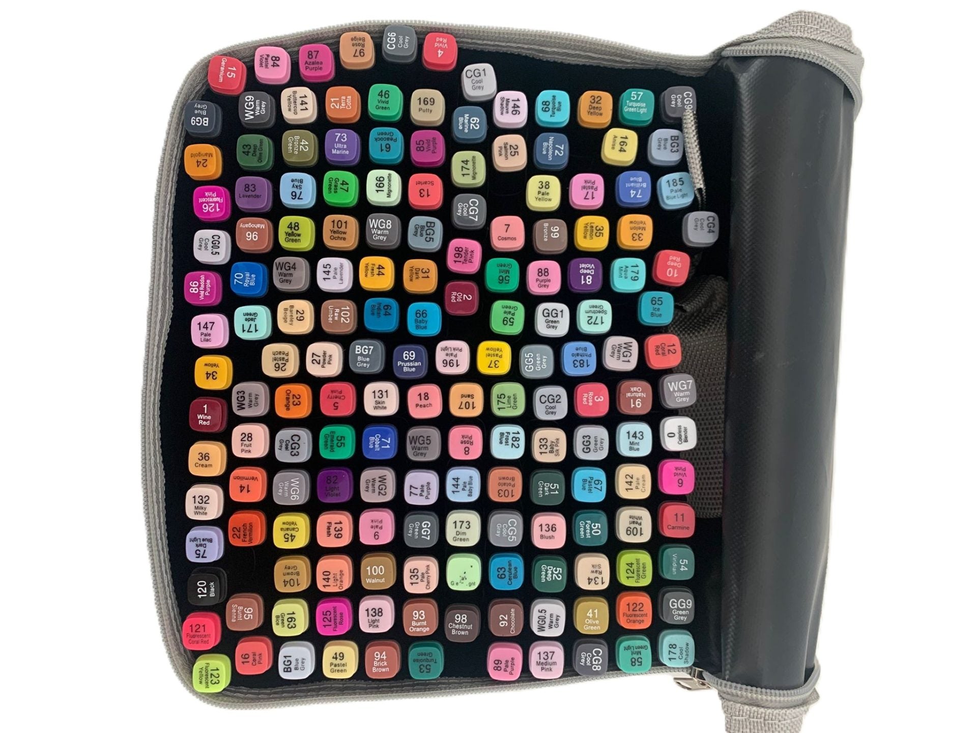 RESIGILAT - Set 168 Markere Duble, Klevo, pe Baza de Alcool, Geanta Impermeabila Inclusa, Culori Numerotate, 23 x 16 x 20 cm, Multicolor