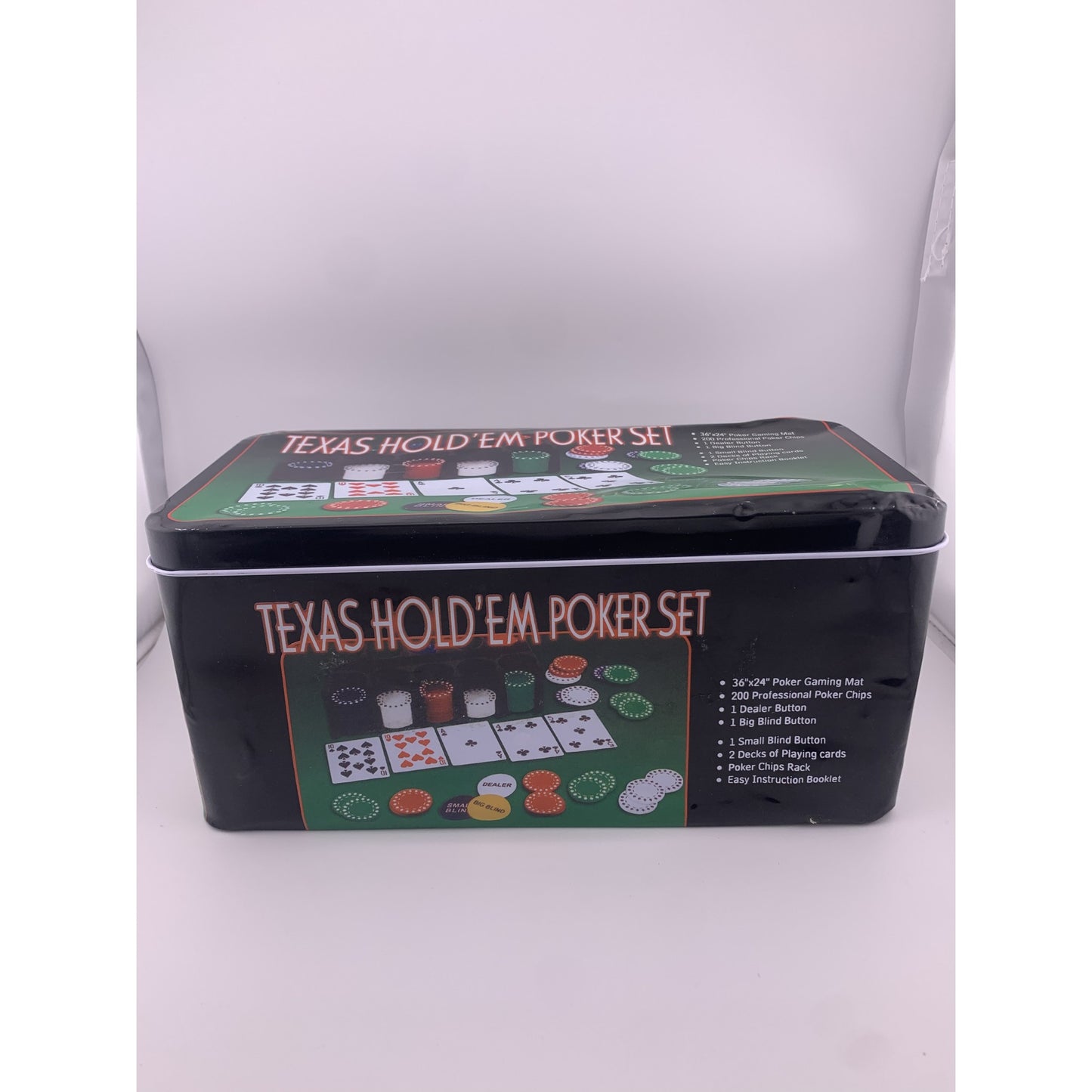 RESIGILAT - Set de Poker Complex cu 200 de jetoane Klevo, Include 2 seturi de carti, Texas Hold`em set, portabil, cutie depozitare
