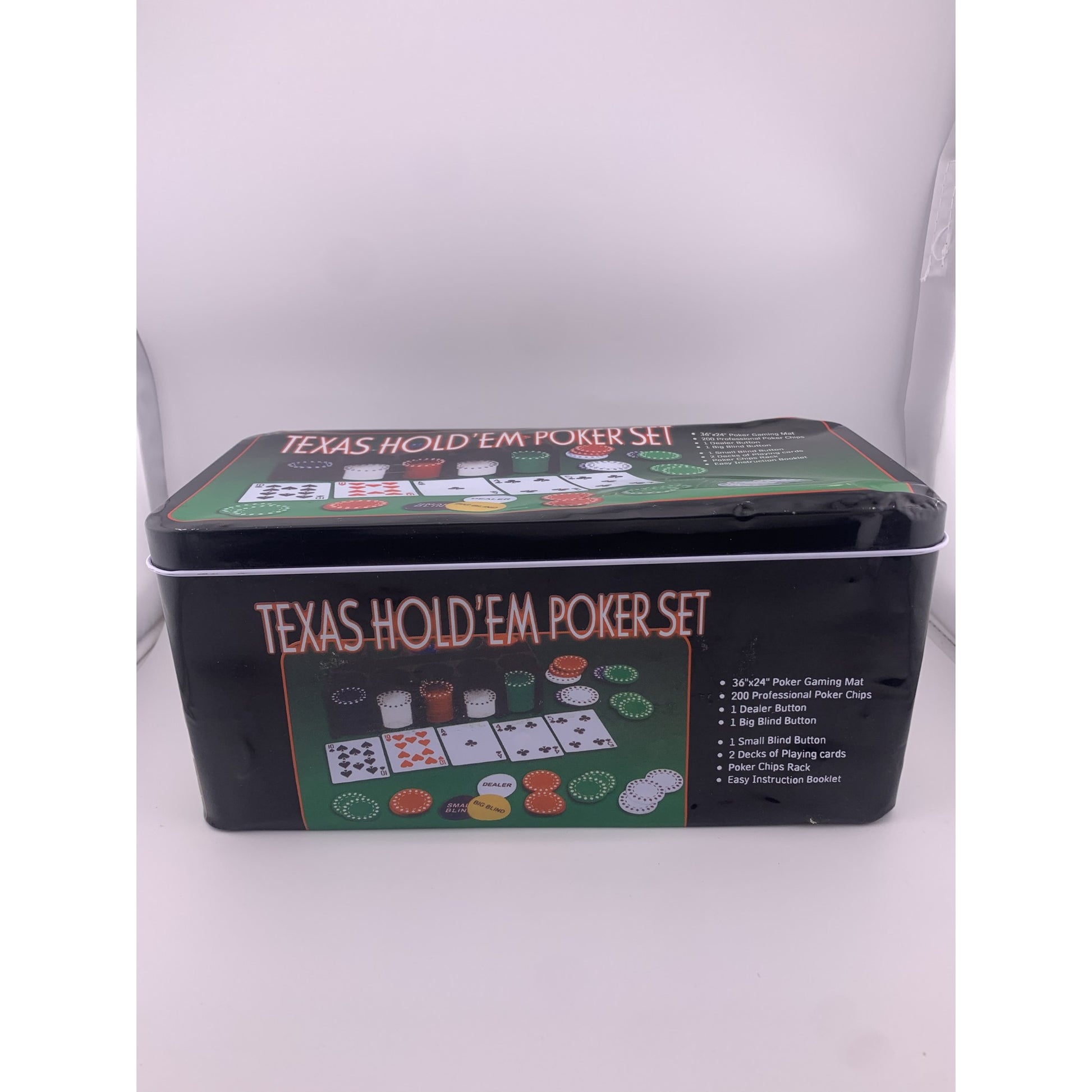RESIGILAT - Set de Poker Complex cu 200 de jetoane Klevo, Include 2 seturi de carti, Texas Hold`em set, portabil, cutie depozitare