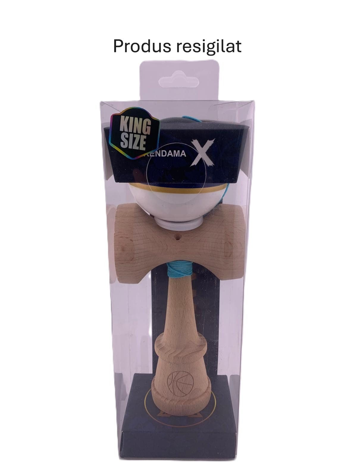 RESIGILATE - Kendama X Originala ROYAL SPIKE, Profesionala, Klevo, Cupe Mari KING SIZE V3, Super Sticky, Gaura in Baza, Rulment Metalic, din lemn 18 cm, Ata 62/65 cm, Inel Albastru inchis