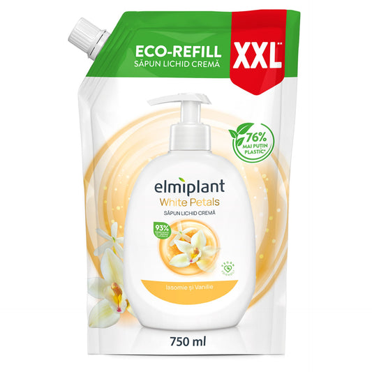 Rezerva Sapun Lichid Crema, Elmiplant, Iasomie si Vanilie, 750 ml