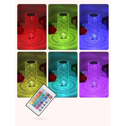 Lampa de birou pe LED RGB, Klevo, dimmer tactil, 3 nivele de intensitate, Cristal Acrilic, cu telecomanda