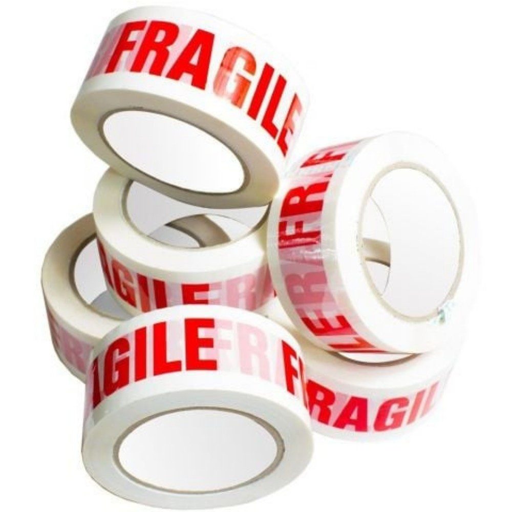 Rola Banda Adeziva Fragile pentru Ambalare si Sigilare Colete Sensibile, Low Noise, Derulare Silentioasa, Aderenta Ridicata, 50 mm x 66 m, Transparent