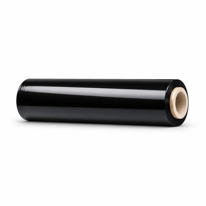 Rola Folie Stretch Neagra pentru Ambalare Manuala, Protectie si Fixare Colete, Utilizare Depozit si Transport, Silentioasa, Rezistenta la Intindere, 1.5 kg pe Rola, Tub 300 g, Negru