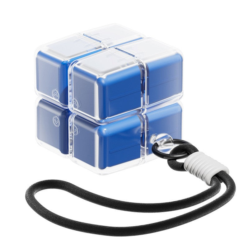 Cutie pentru Medicamente, Klevo, Model Rubik' Cube, cu Curea de Agatare, Dozator Portabil de Medicamente, Dispenser Pastile, estimat pentru 7 zile, 7.3 x 6 x 6 cm, Albastru
