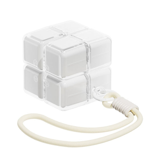 Cutie pentru Medicamente, Klevo, Model Rubik' Cube, cu Curea de Agatare, Dozator Portabil de Medicamente, Dispenser Pastile, estimat pentru 7 zile, 7.3 x 6 x 6 cm, Alb
