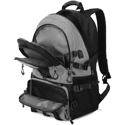 Rucsac Multifunctional de Alpinism, Klevo, Capacitate 36-55 L, de Calatorie, Impermeabil, Slot USB Incarcare Telefon, Bretele Reglabile, 52 x 34 x 19 cm, Gri