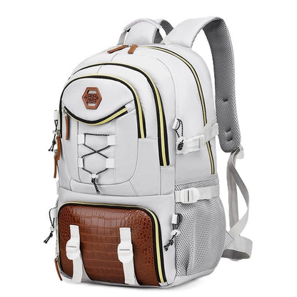 Rucsac Multifunctional pentru Calatorie, Klevo, pentru Alpinism, Voiaj, Drumetii, din Panza Oxford, 34x16x52 cm, Alb