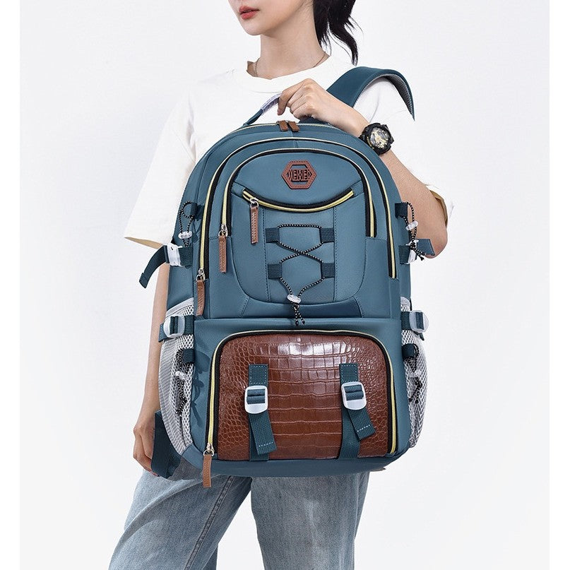 Rucsac Multifunctional pentru Calatorie, Klevo, pentru Alpinism, Voiaj, Drumetii, din Panza Oxford, 34x16x52 cm, Albastru Marin