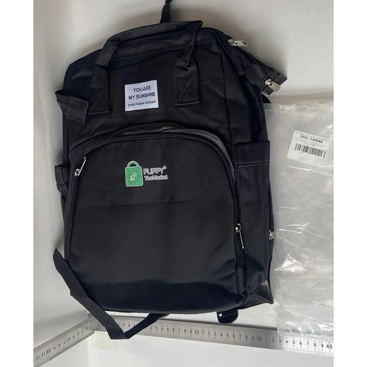 Rucsac Multifunctional pentru Mamici, Klevo, cu Patut Pliabil si Baza de Schimbat, Rezistent la Apa, Capacitate Mare, Usor, Compartimente Multiple, Buzunar Termic pentru Lapte, 42 x 32 x 22 cm, Negru