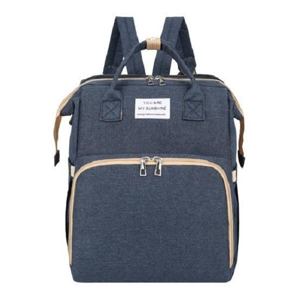 Rucsac Multifunctional pentru Mamici, Klevo, cu Patut Pliabil si Baza de Schimbat, Rezistent la Apa, Capacitate Mare, Usor, Compartimente Multiple, Buzunar Termic pentru Lapte, 42 x 32 x 22 cm, Albastru Inchis