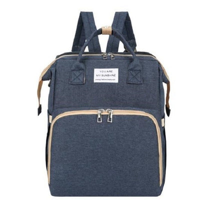Rucsac Multifunctional pentru Mamici, Klevo, cu Patut Pliabil si Baza de Schimbat, Rezistent la Apa, Capacitate Mare, Usor, Compartimente Multiple, Buzunar Termic pentru Lapte, 42 x 32 x 22 cm, Albastru Inchis