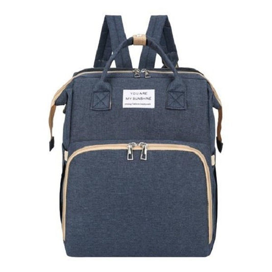 Rucsac Multifunctional pentru Mamici, Klevo, cu Patut Pliabil si Baza de Schimbat, Rezistent la Apa, Capacitate Mare, Usor, Compartimente Multiple, Buzunar Termic pentru Lapte, 42 x 32 x 22 cm, Albastru Inchis
