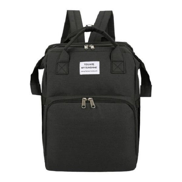 Rucsac Multifunctional pentru Mamici, Klevo, cu Patut Pliabil si Baza de Schimbat, Rezistent la Apa, Capacitate Mare, Usor, Compartimente Multiple, Buzunar Termic pentru Lapte, 42 x 32 x 22 cm, Negru