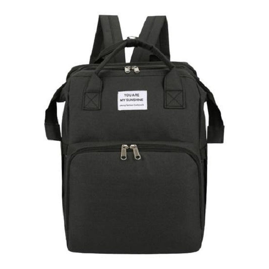 Rucsac Multifunctional pentru Mamici, Klevo, cu Patut Pliabil si Baza de Schimbat, Rezistent la Apa, Capacitate Mare, Usor, Compartimente Multiple, Buzunar Termic pentru Lapte, 42 x 32 x 22 cm, Negru