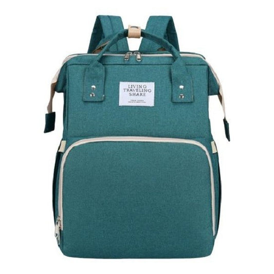 Rucsac Multifunctional pentru Mamici, Klevo, cu Patut Pliabil si Baza de Schimbat, Rezistent la Apa, Capacitate Mare, Usor, Compartimente Multiple, Buzunar Termic pentru Lapte, 42 x 32 x 22 cm, Verde