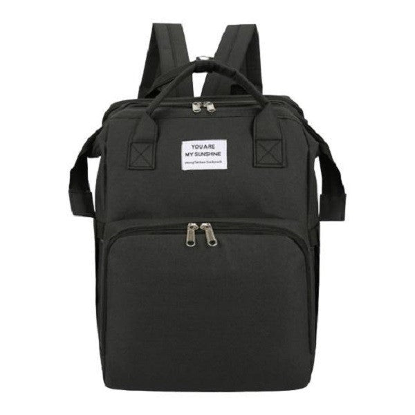 Rucsac Multifunctional pentru Mamici, Klevo, cu Patut Pliabil si Baza de Schimbat, Rezistent la Apa, Capacitate Mare, Usor, Compartimente Multiple, Buzunar Termic pentru Lapte, 42 x 32 x 22 cm, Negru