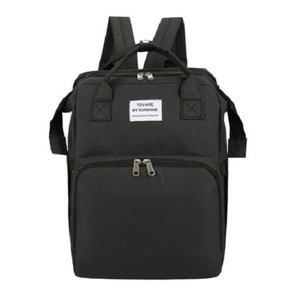 Rucsac Multifunctional pentru Mamici, Klevo, cu Patut Pliabil si Baza de Schimbat, Rezistent la Apa, Capacitate Mare, Usor, Compartimente Multiple, Buzunar Termic pentru Lapte, 42 x 32 x 22 cm, Negru