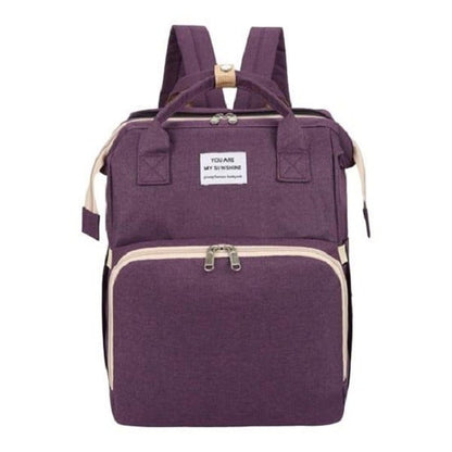 Rucsac Multifunctional pentru Mamici, Klevo, cu Patut Pliabil si Baza de Schimbat, Rezistent la Apa, Capacitate Mare, Usor, Compartimente Multiple, Buzunar Termic pentru Lapte, 42 x 32 x 22 cm, Mov