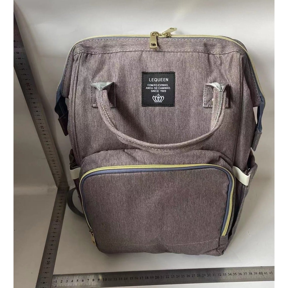 Rucsac Multifunctional pentru Mamici, Klevo, din Panza Oxford, Compartimentare Multipla, Impermeabil, 43 x 18 x 26 cm, Gri Inchis