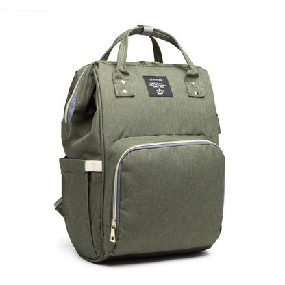 Rucsac Multifunctional pentru Mamici, Klevo, din Panza Oxford, Compartimentare Multipla, Impermeabil, 43 x 18 x 26 cm, Verde Army