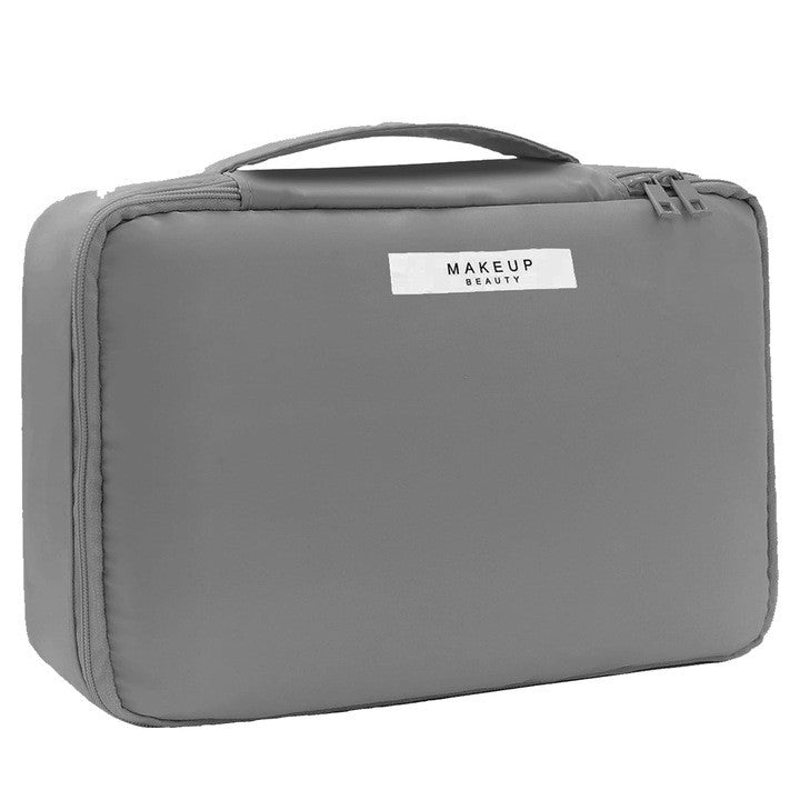 Geanta de Calatorie, Klevo, pentru Cosmetice si Articole de Toaleta, Material Impermeabil, 2 in 1, Portfard Interior Detasabil, 23 x 16 x 8 cm, Gri
