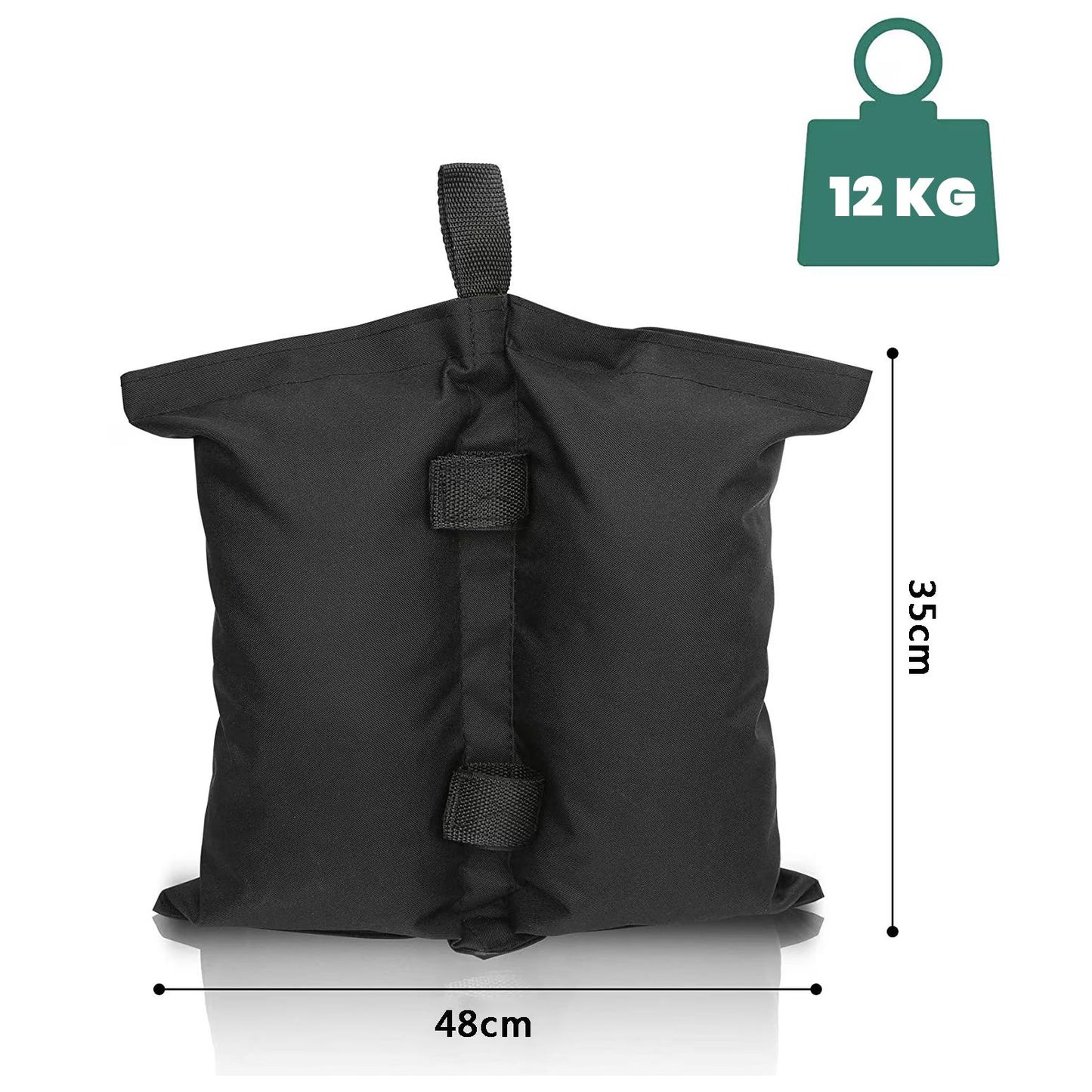 Saci de Ancorare Cort/Pavilion, Klevo, Set 4 Bucati, Saci cu 2 Buzunare pentru Stabilizarea Cortului, 48 x 35 cm, Negru