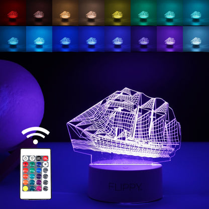 Lampa LED decorativa, Klevo, 3D, Vapor, cu telecomanda, doua moduri de alimentare USB si baterii, 20 cm inaltime, din material acril si lumina multicolora, alb