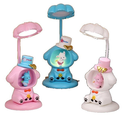 Lampa de Veghe, Klevo, cu Ascutitoare de Creioane, 2 Functii de Lumina, de Birou si de Veghe, Model Catelus, Incarcare USB 10 x 29 cm, Multicolor