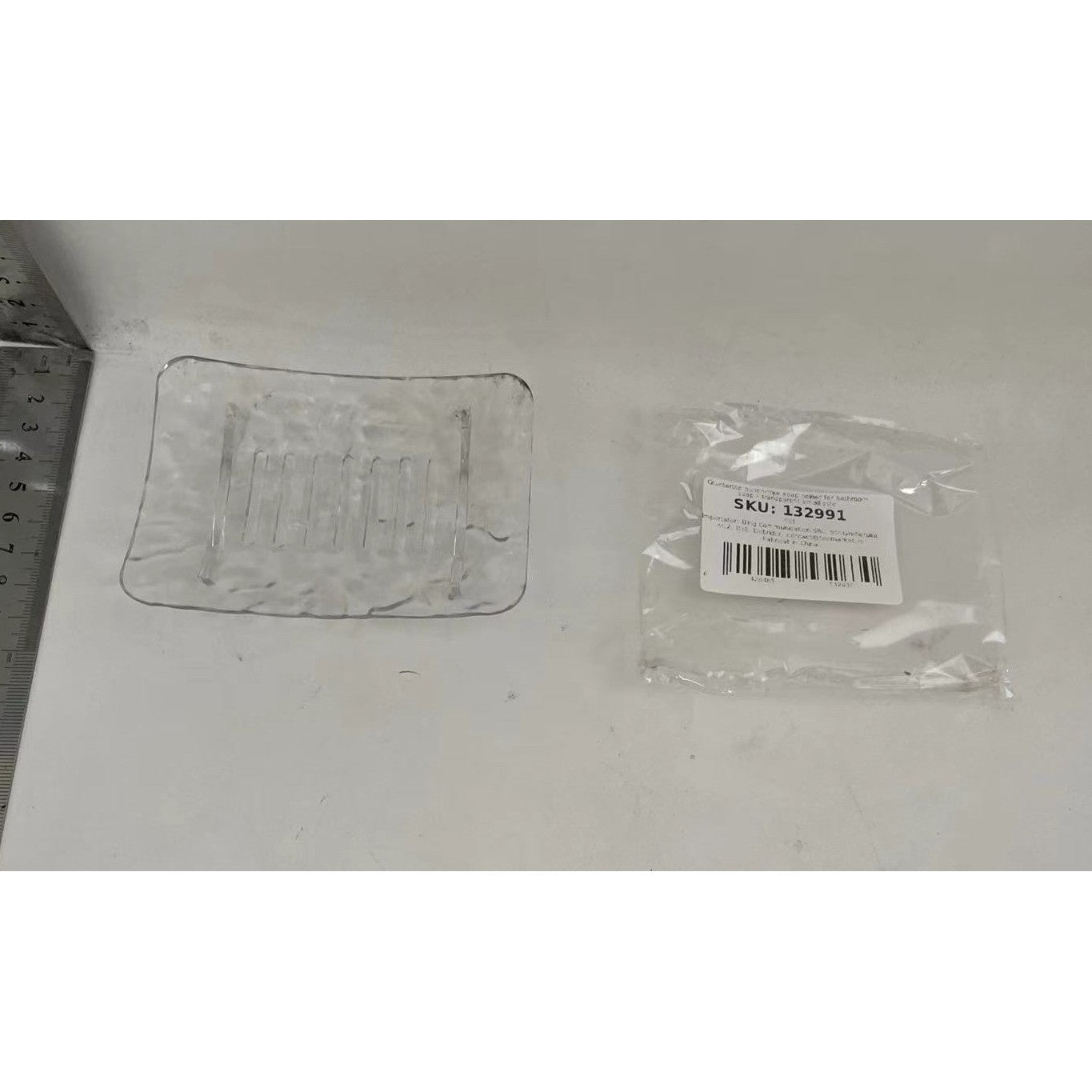 Savoniera din Plastic Klevo, 11 x 8 cm, cu Scurgere Apa, Design Modern, Transparent