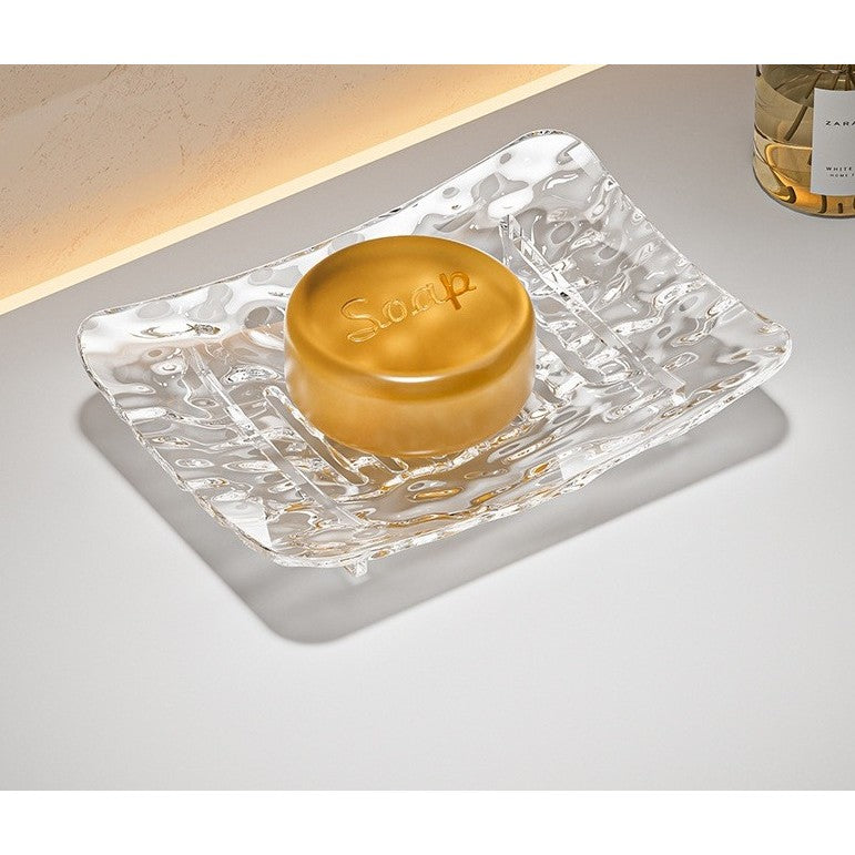 Savoniera din Plastic Klevo, 15 x 9 cm, cu Scurgere Apa, Design Modern, Transparent
