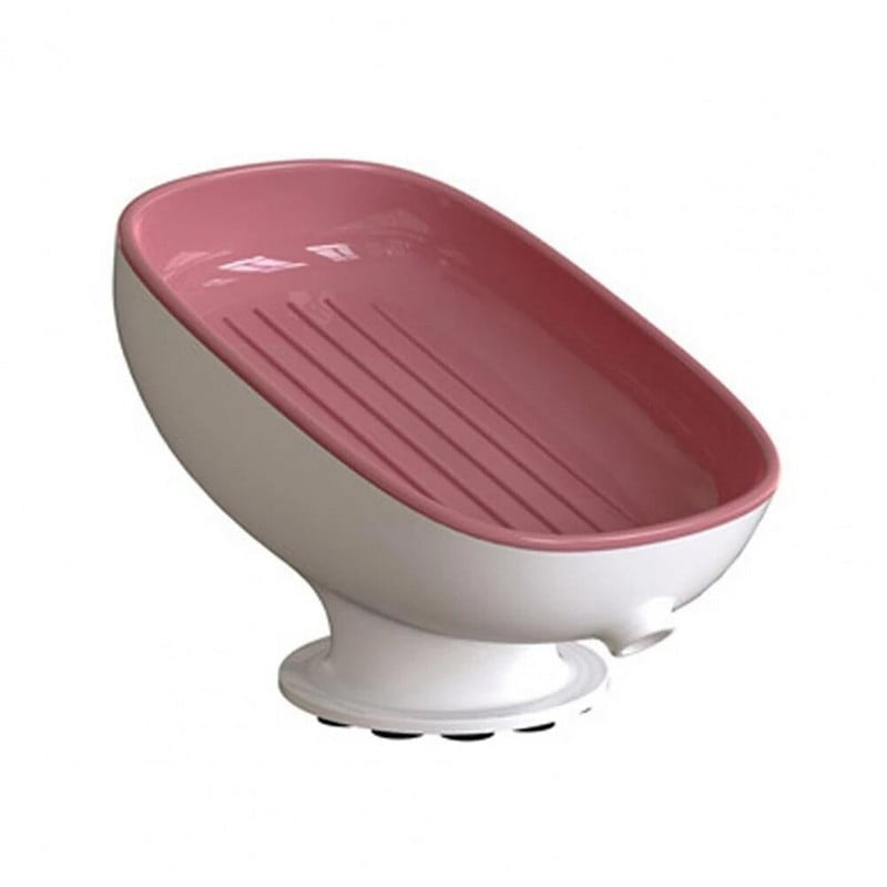Savoniera din Plastic, Klevo, cu Ventuza, Design Modern, Roz