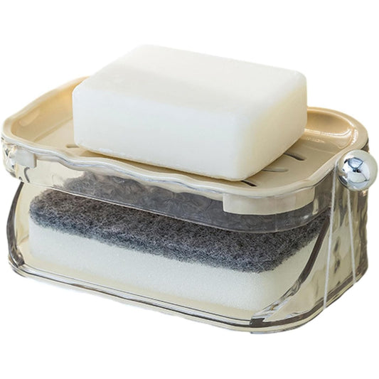 Savoniera Dubla, Klevo, 2 Straturi, Instalare fara Perforare, Agatatoare Burete, 13.5 x 8.5 x 6 cm, Bej