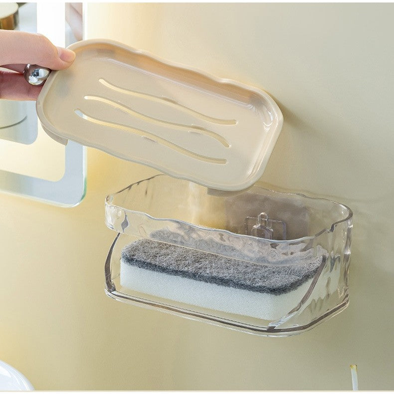 Savoniera Dubla, Klevo, 2 Straturi, Instalare fara Perforare, Agatatoare Burete, 13.5 x 8.5 x 6 cm, Bej