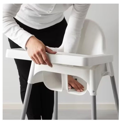 Scaun de Masa, Klevo, pentru Bebelusi si Copii 6-36 Luni, din Plastic/Metal, Centura in 2 Puncte, Tava Detasabila, 63 x 57 x 85 cm, Alb