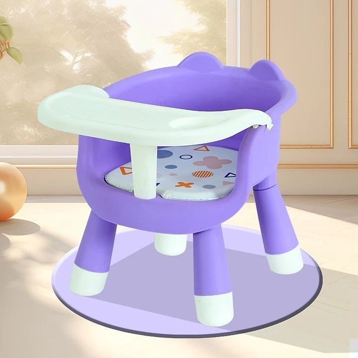 Scaun de Masa pentru Copii, Klevo, 2 in 1, Tavita Detasabila, Spatar Ergonomic, +6 Luni, Inaltime 36 cm, Mov